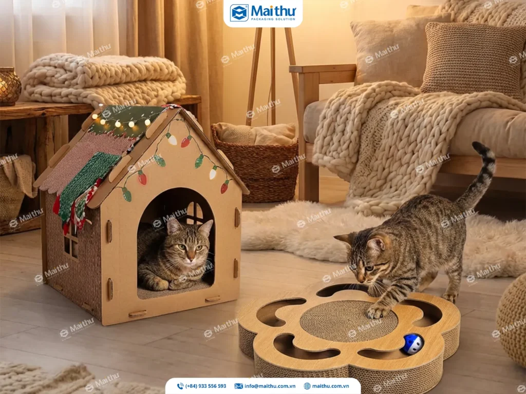 Nhà mèo bằng nhựa (Plastic) vs Ngôi nhà mèo chơi bằng bìa carton (Carton-based): Lựa chọn nào cho thú cưng?